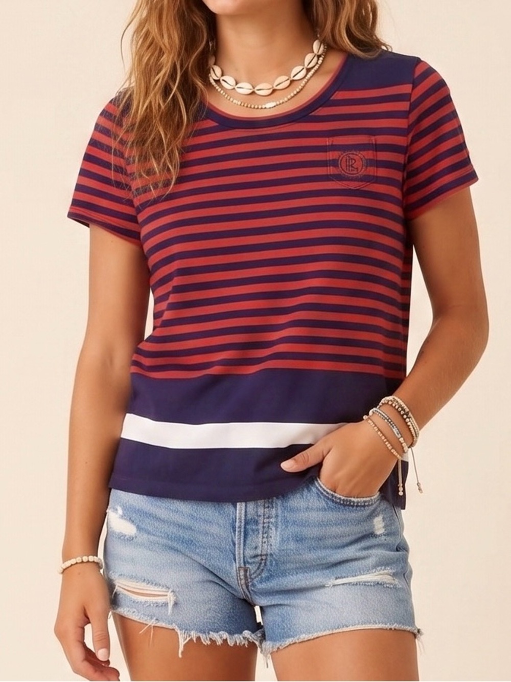 Ralph Lauren Nautical Tee Shirt Women’s XL Short Sleeve LOGO Heritage Preppy
